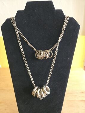 Layered Silver-Tone Ring Pendant Necklace - Women's Jewelry